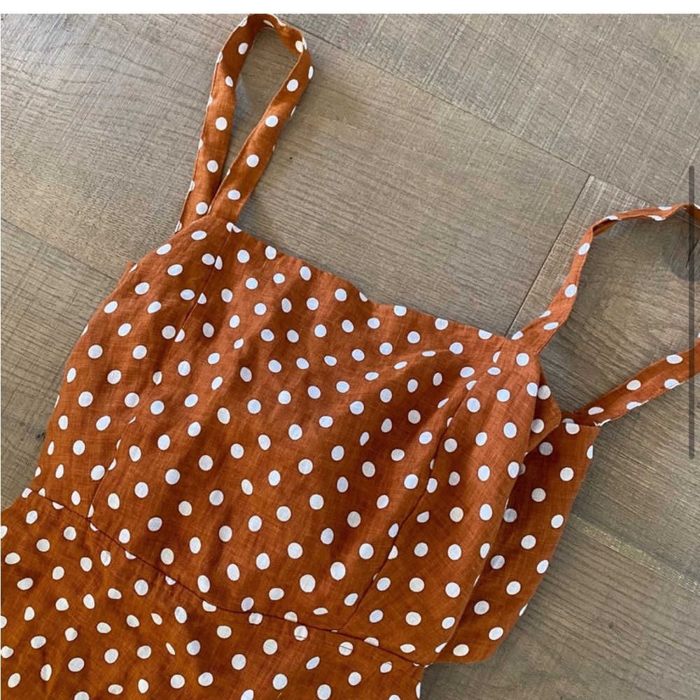 faithful the brand stepper cinnamon polka dot tie cutout dress - Picture 6 of 9